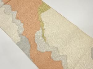 道長取りに亀甲模様織出し名古屋帯